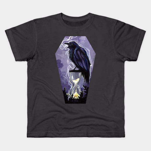 Raven and the Sands of Time Coffin Kids T-Shirt by BiancaRomanStumpff